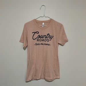 “Country Roads Take Me Home” tshirt, peach colored, women’s size S